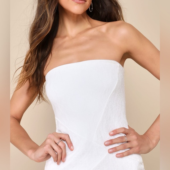 Dreamy Sunsets Ivory Lace Strapless Midi Dress by LULUS size Large L NEW NWT - Picture 4 of 6